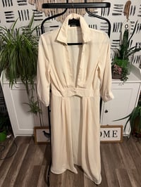 Image 1 of sheer cream high low shirt