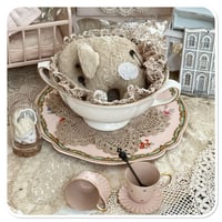 Image 7 of Handmade coffee beige flat elephant with "button wheels"