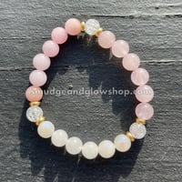 Image 1 of Rose Quartz, Pink Opal, White Quartz & Crackle Clear Quartz Bracelet