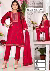 Image 3 of KSV8104-3 Pc Soft Rayon Kurtha Set