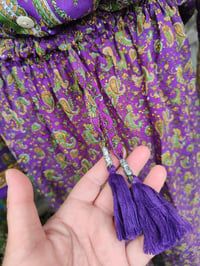 Image 8 of S/ M Sari PJs and matching dust bag with tassel purple 