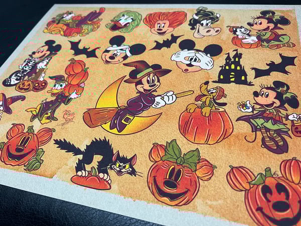 Image of Disney Inspired Traditional Tattoo Flash Sheet: D16 11x14