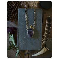 Image 1 of Dark Purple Amethyst Solid Brass Vessel Necklace