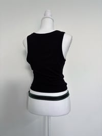Image 3 of Vintage black green leather belt 