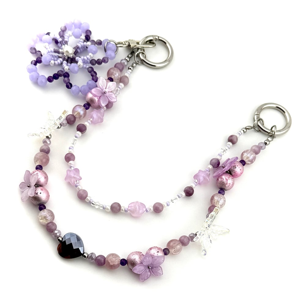 Image of Lilac Crystal Blossom Bag Chain