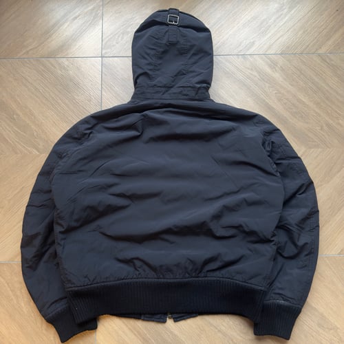 Image of Burberry Hooded Nylon Bomber Jacket, size Medium