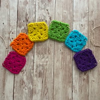 Image 1 of “Bright Rainbow” Crocheted Granny Square Bunting