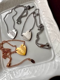 Image 2 of ENGRAVED CRYING FACE HEART NECKLACE ~ THIN CHAIN 