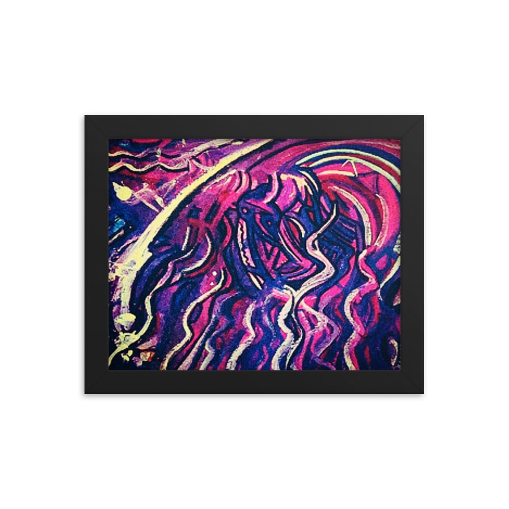 Image of Moody Abstract Purple Watercolor Painting Framed poster