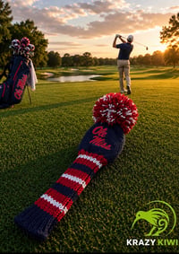 Image 2 of Ole Miss MISSISSIPPI University custom Hand knit Golf Club Cover College gift 