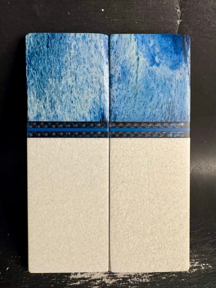 Image of Giraffe Bone & White Glass GLOW Segmented Knife Scales