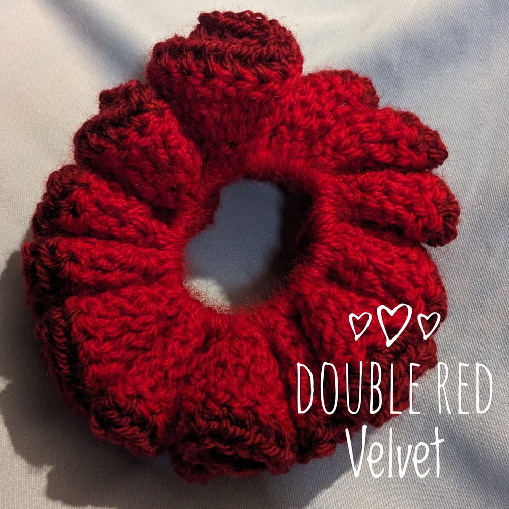 Image of Handmade Crochet Ruffle Scrunchie – Soft Acrylic Hair Accessory