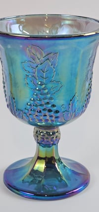 Image 2 of Indiana Glass Carnival Iridescent Blue Goblet