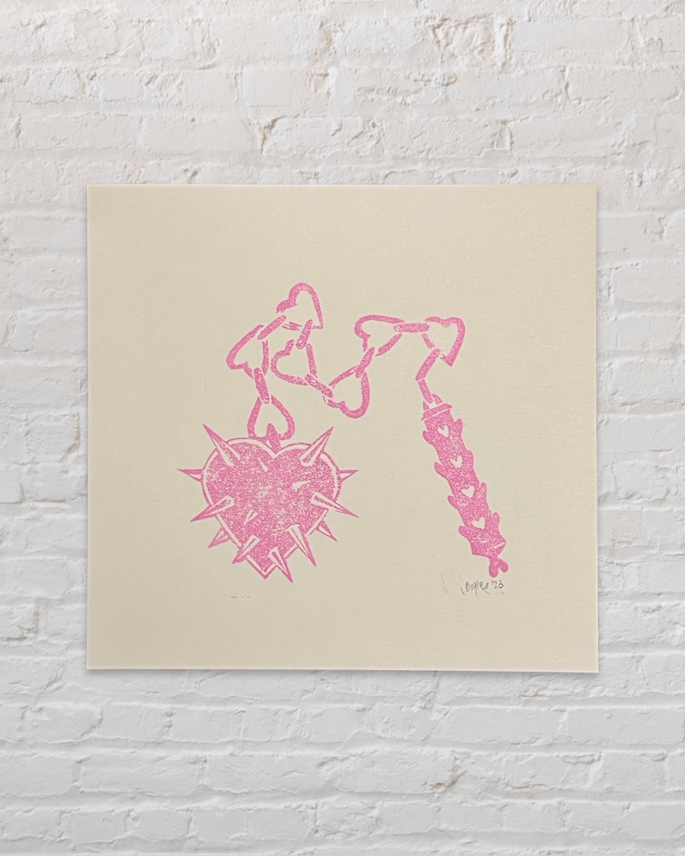 Heart Flail Linoprint 