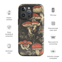 Image 1 of Dark Cottagecore Goth Inspired Vibrant Mushroom Tough Case for iPhone®