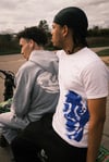 t-shirt blanc + bleu