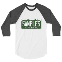 Image 1 of License Plate / Unisex 3/4 sleeve raglan shirt -5 COLORS AVAILABLE