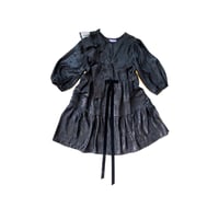 Image 3 of Holly Stalder Black Butterfly Silk Jacquard Holiday Dress 