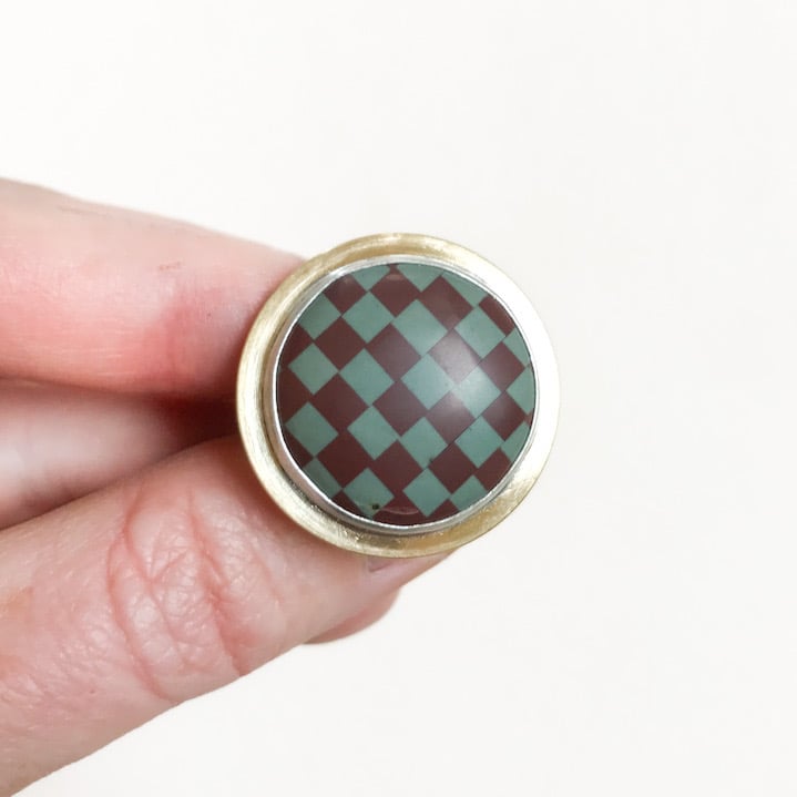 Image of Belt Supergroup Checkerboard Ring - Size 7