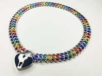 Image 3 of Rainbow Garter Belt Chainmaille + Padlock Necklace/Collar