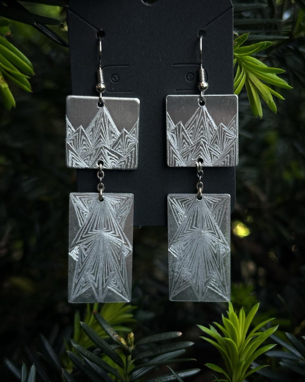 Image of Engraved Silver Earrings