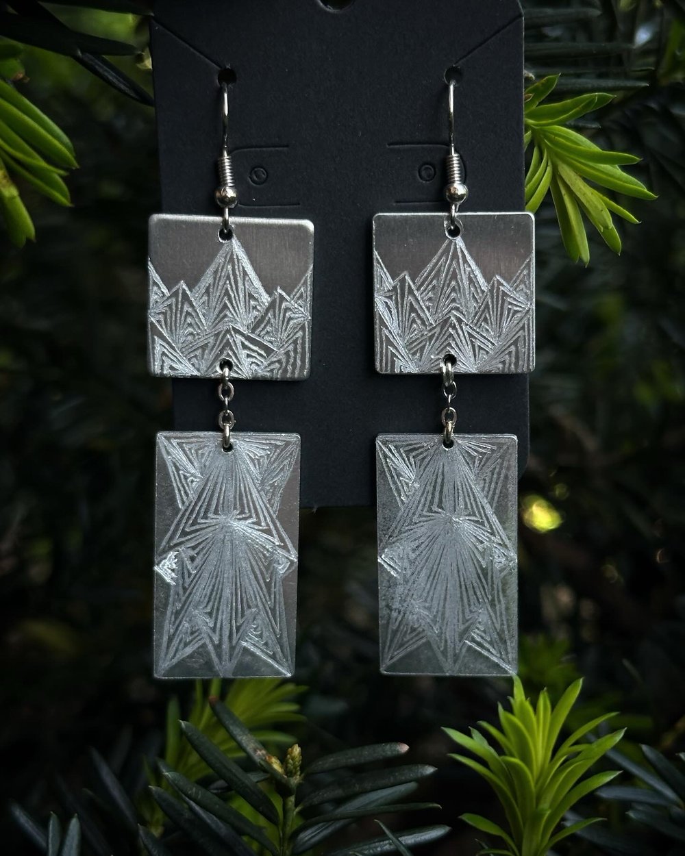 Image of Engraved Silver Earrings 