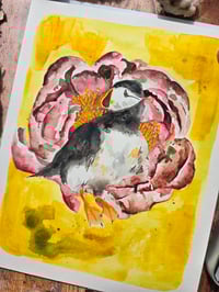 Image 3 of "Puffin & Peony" Original