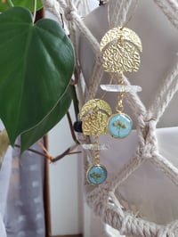 Image 1 of Blue Bohemian Quartz Dangle Hoops