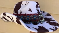 Image 2 of Cow Print Cowboy Hat Crochet Bead and Metal Band