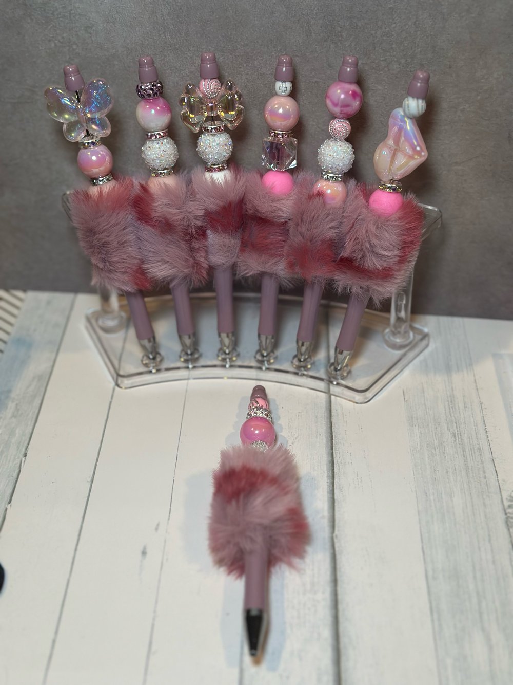 Image of Pink furry Pens / with a ink refill