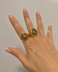 Image 4 of GOLD SACRED HEART OVAL SIGNET RING 