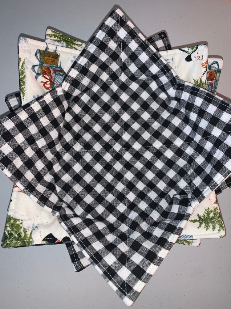 Image of Snowman & Gingham Cozy Bowl Set (Set of 2)