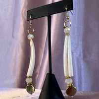 Image 3 of Small Dentalium earrings (opaque white)