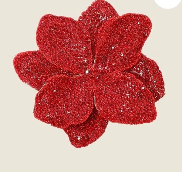 Image of “Pagie" Pave Stone Flower Beaded Brooch