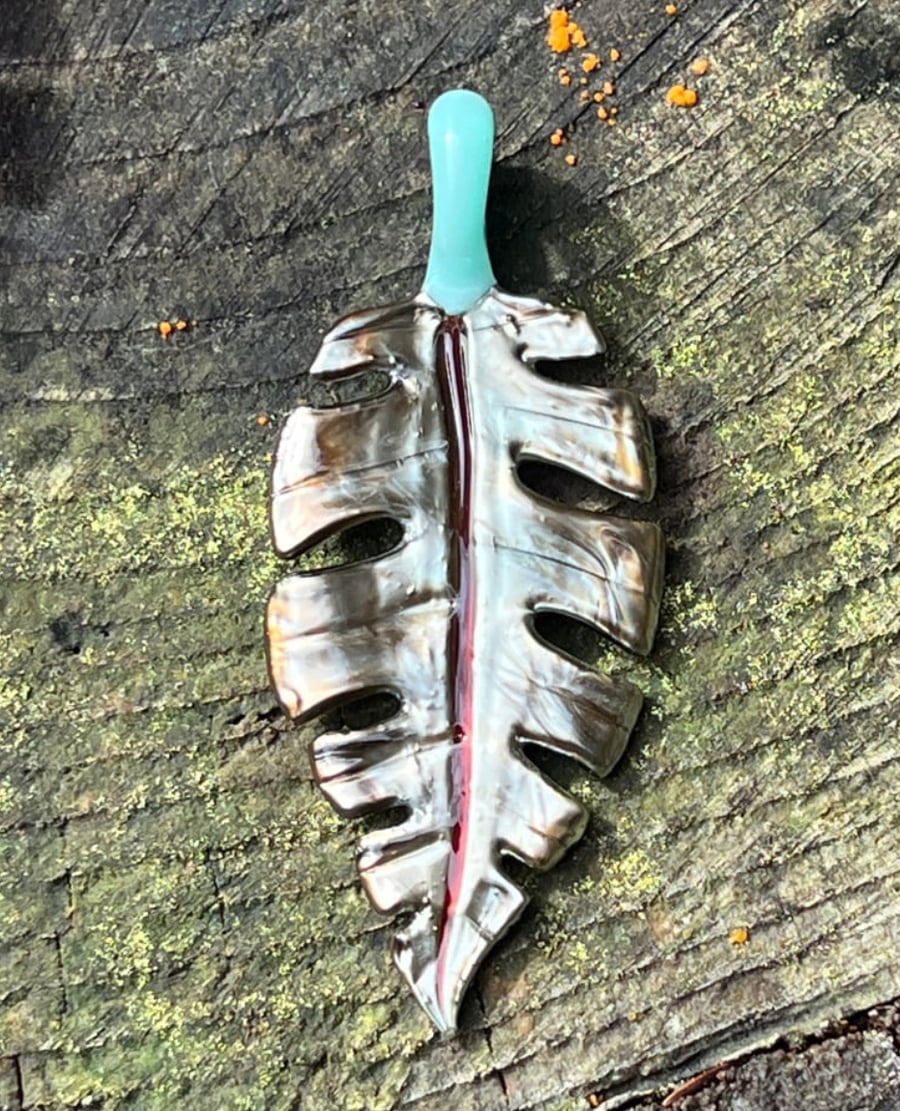 Image of Metallic Monstera Leaf Pendant