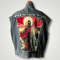 Image 1 of Upcycled Jesus Denim Jacket O/S