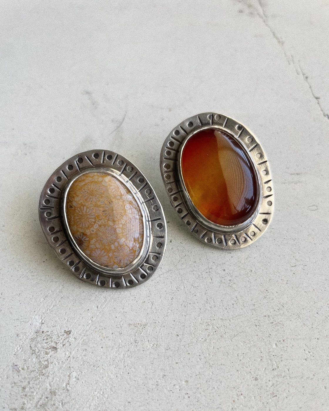 Image of Carnelian + Coral Studs