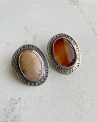 Image 1 of Carnelian + Coral Studs