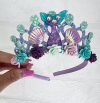 Image 4 of Mermaid tiara crown in lilac and aqua 