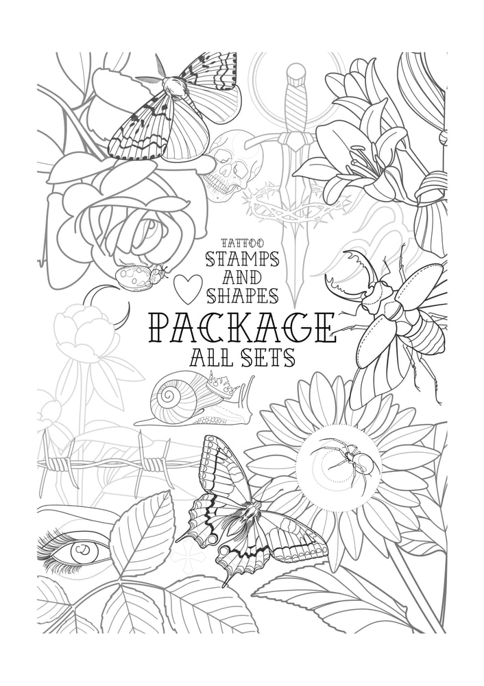 Image of ALL 6 (830 images) PRO CREATE Tattoo Stamps and Shapes