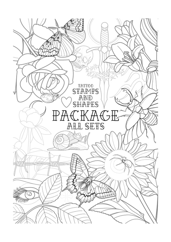 Image of ALL 6 (830 images) PRO CREATE Tattoo Stamps and Shapes