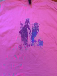 Image 1 of Pink T shirt with purple pussy print (2XL)