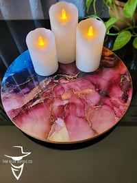 Image 1 of 15" Epoxy Resin Art Lazy Susan Turntable 'The Seven of Wands'