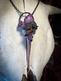 Purple Titanium Quartz Deer Vertebra - Necklace