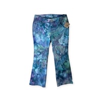 Image 1 of ♻️ UPCYCLED 16 Average Lane Bryant Flare Jeans in Mermaid Ice Dye