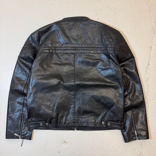 Image of 1990s Cropped Heavyweight Leather Biker Jacket, Size Large