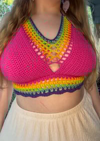 Image 1 of Rainbow Caged Halter Top XXL