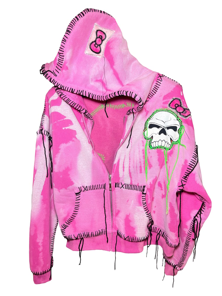 Image of DRUGSLICKER PINK ZIP UP HOODIE 