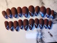 Image 1 of Burgundy and Blue Press on Nails 