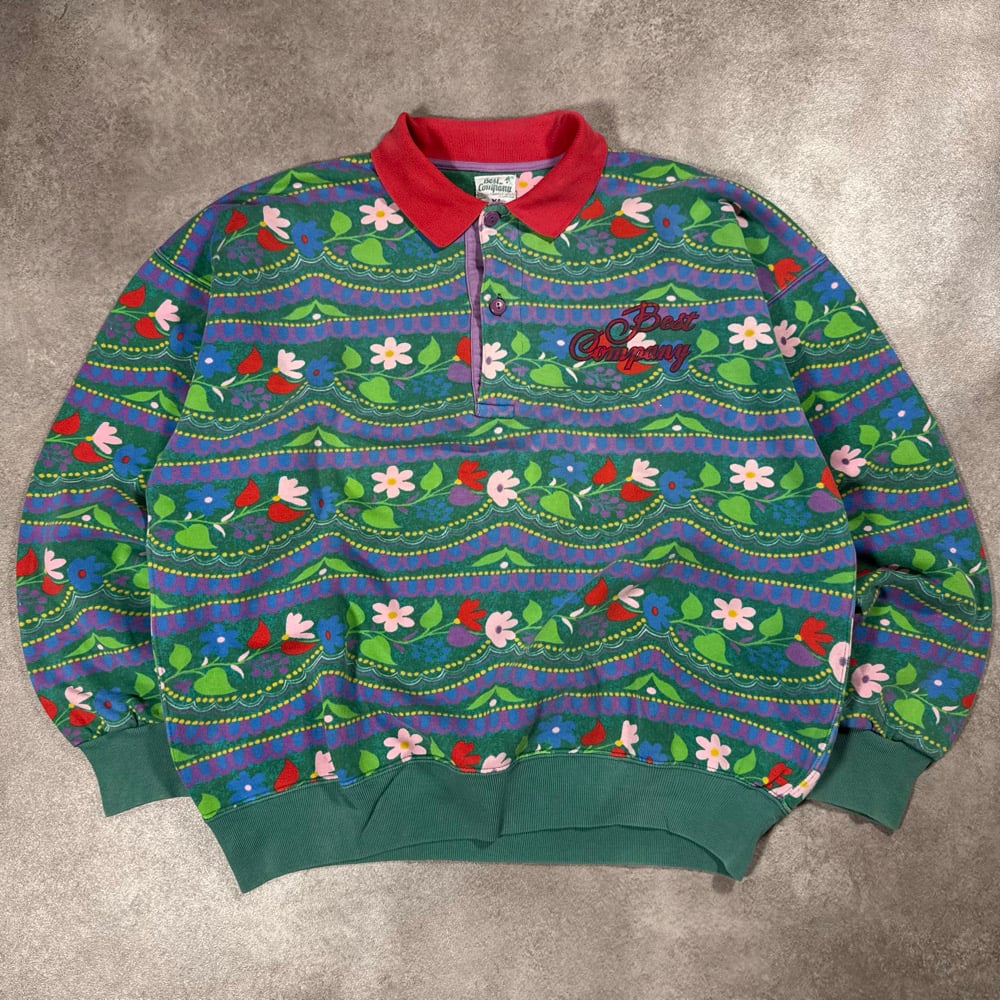 Image of 1980s Best Company 1/4 Button Up Sweatshirt, Size Large